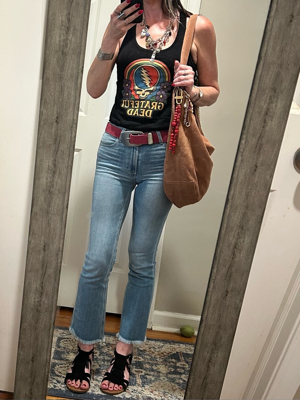 Free People Suede Roma Tote in Rust With 2 FP Bag Charms & Tilly Scarf - Picture 15 of 16